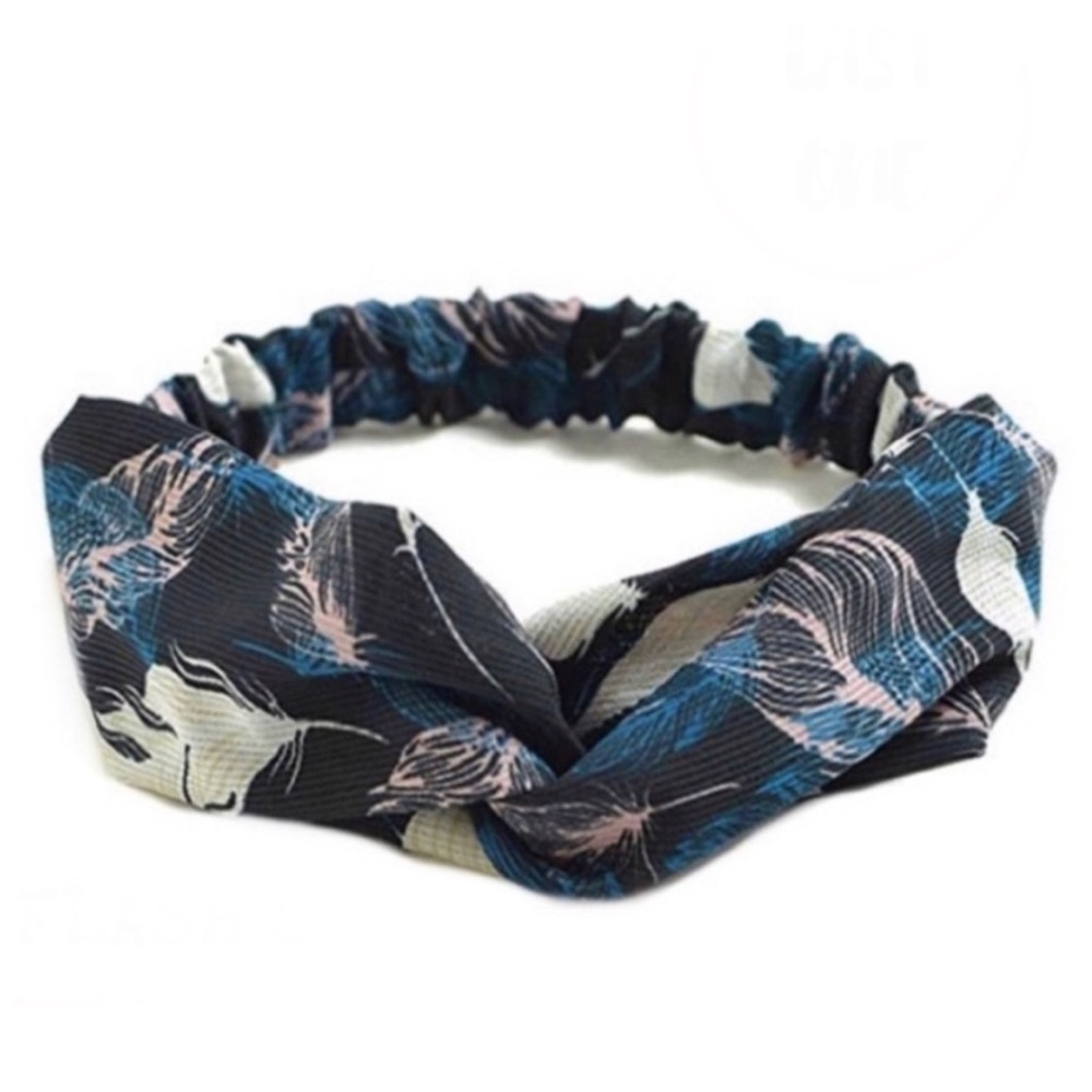 Blue, Purple & White Feather Boho Twist Headband
